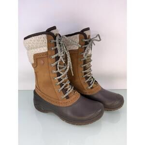 North Face Shellista II Mid Sz 6.5 Snow Boots Waterproof Leather Knit Winter EUC